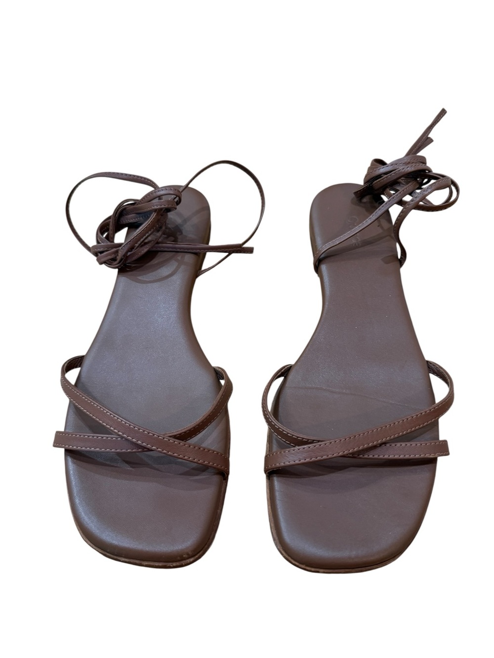 Quince Brown Lace-Up Strappy Sandals size 7